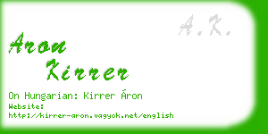 aron kirrer business card